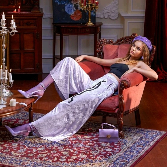 *NWT* SHEIN X MARÍA PONCE High Waist Floral Jacquard Wide Leg Pants - Picture 1 of 8